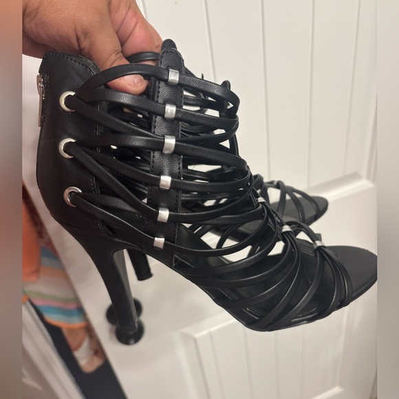 Women’s Lane Bryant Elegant Black Strap Cage Heels, 10 wide - Picture 5 of 7